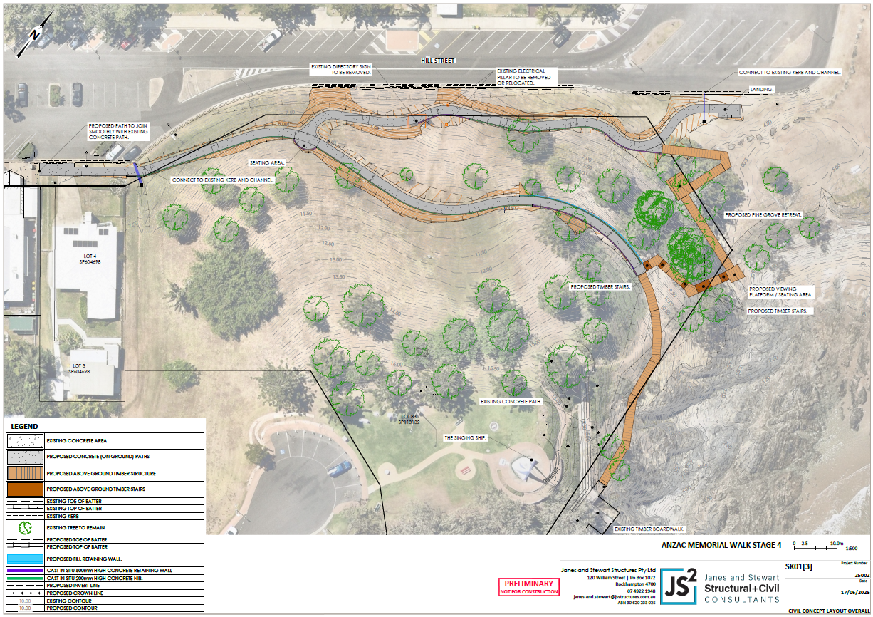 Design concept diagram of the Emu Park Centenary of ANZAC Memorial Walkway Stage Four extension  