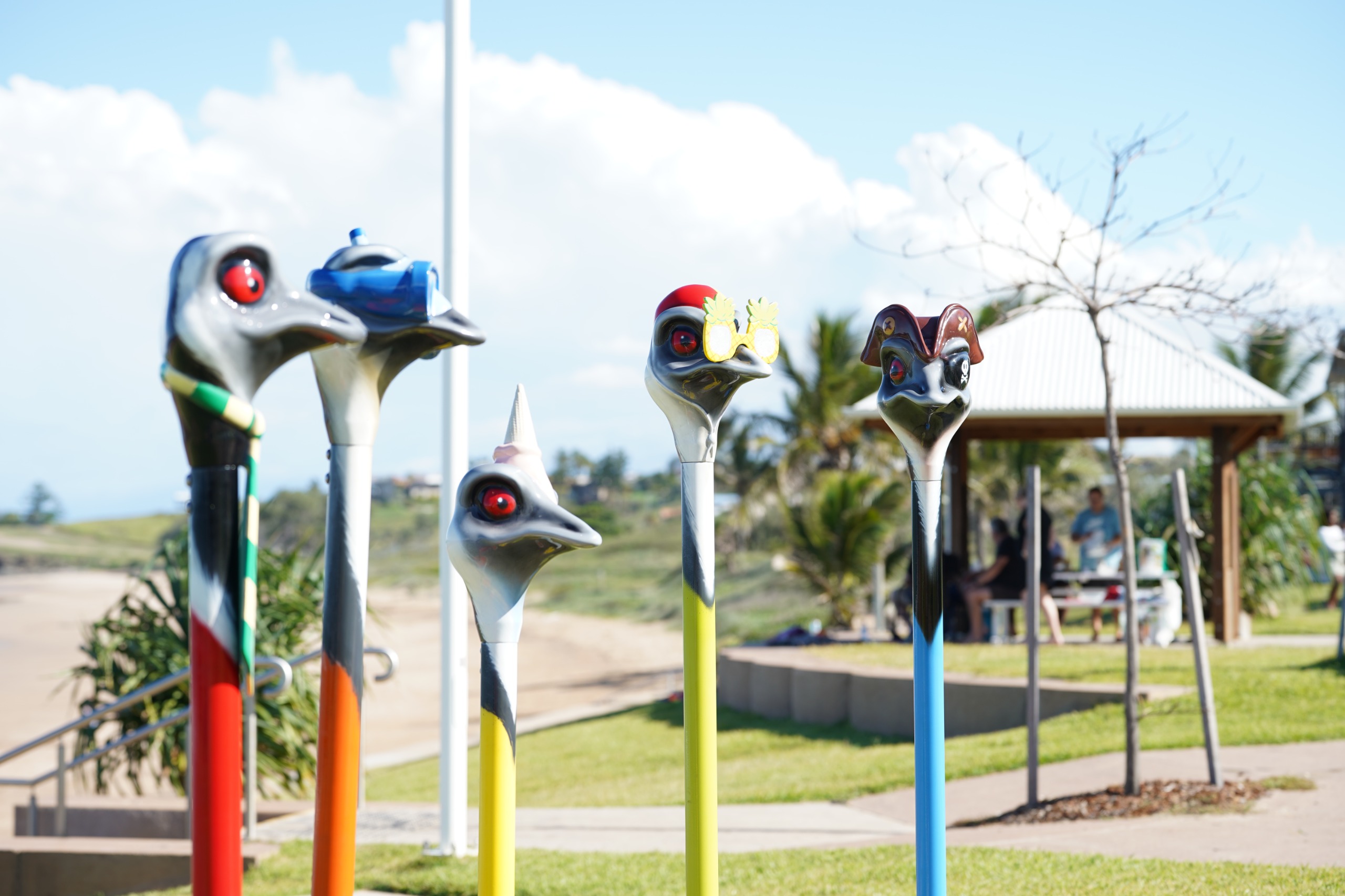 Image of Emu Heads sculptures from Emu Park provides an example of what be included as public artwork. 