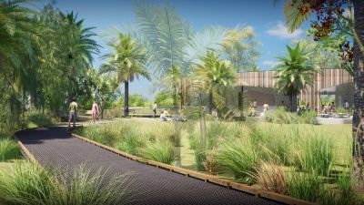 Great Keppel Island (Woppa) Arrivals Plaza artist impression.