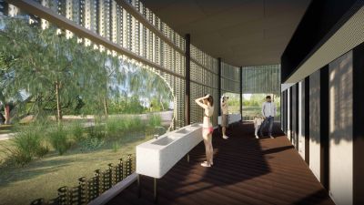 Great Keppel Island (Woppa) Arrivals Plaza artist impression.