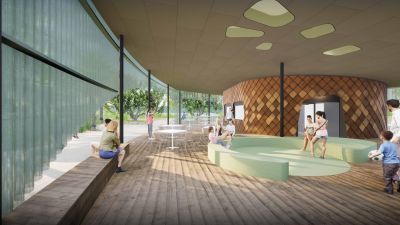 Great Keppel Island (Woppa) Arrivals Plaza artist impression.