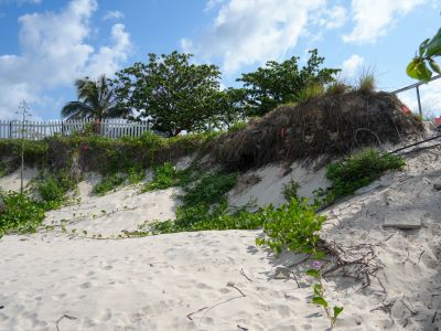 A photo showing the erosion on the Fisherman's and Putney beach headland.