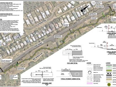 Detailed plan showing the Wildin Way to Bluewater Boulevard section of the Yeppoon to Zilzie Shared Path